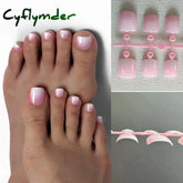 Cyflymder 120Pcs False Toes Nails French Square Full Cover Nude Pink Artificial Fake Toenail Acrylic Foot Nail Art Tips Manicure Tools