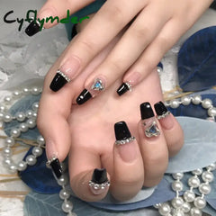 Cyflymder 24 Pcs Glossy Medium Long Ballerina Press On Nails Pink Gradient Fake Nails Artificial Reusable False Nails with Jelly Tabs
