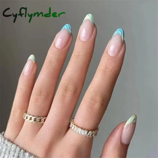 Cyflymder 24p Artificial Acrylic Nail Art Fake Nails Red Love False Nail Full Coverage Long Ballet Removable Press on Nails Tips Designs