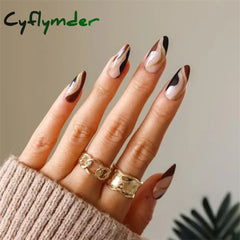 Cyflymder 24p Artificial Acrylic Nail Art Fake Nails Red Love False Nail Full Coverage Long Ballet Removable Press on Nails Tips Designs