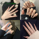 Cyflymder 24PC/Box Fashion False Nails Artificial Milky White Pink Gradients Long Ballet Nail Tips Full Cover Acrylic Fake Nails With Glue