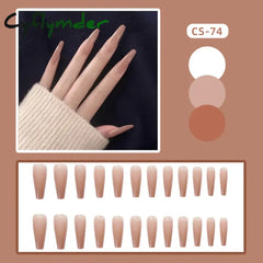 Cyflymder 24PC/Box Fashion False Nails Artificial Milky White Pink Gradients Long Ballet Nail Tips Full Cover Acrylic Fake Nails With Glue
