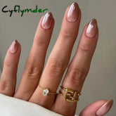Cyflymder 24Pcs Almond Nails Set with Glue Gradient Short Oval False Nails Wearable Round Head Press on Nails Full Cover Fake Nail Tips