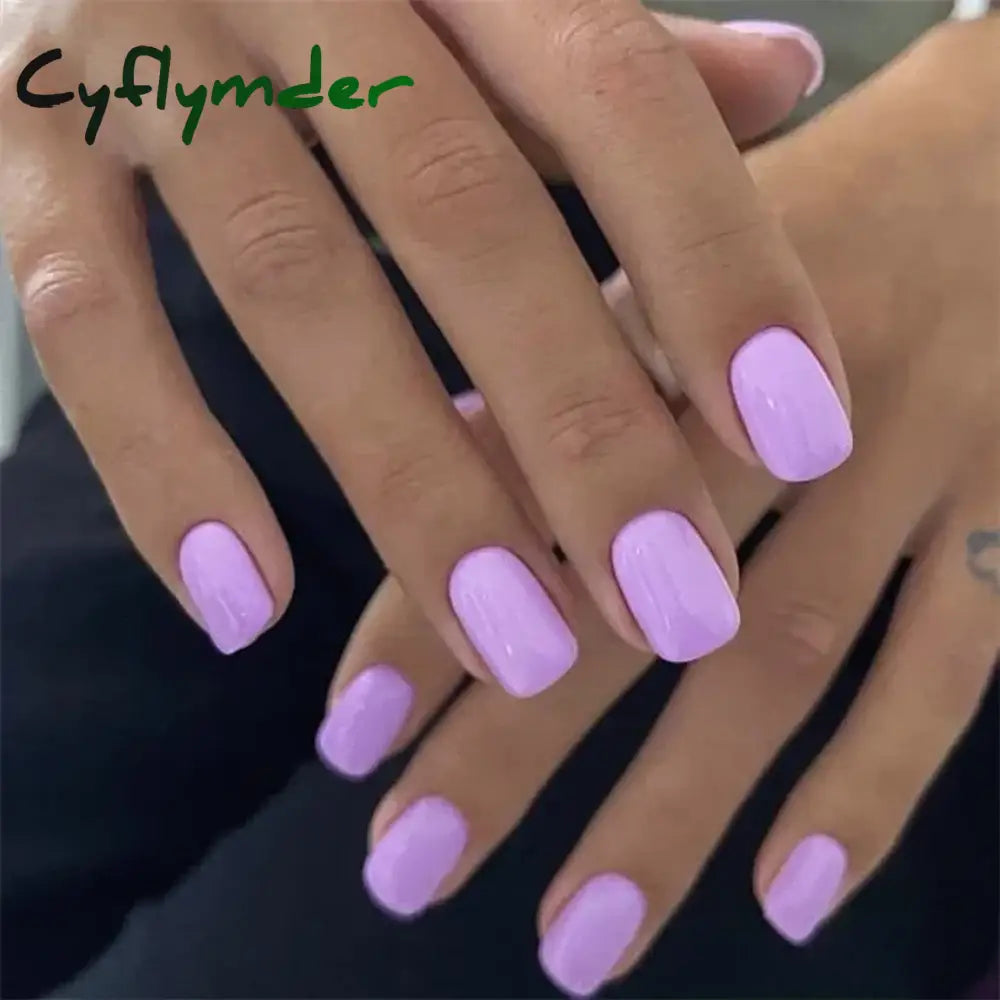 Cyflymder 24pcs Artificial Nail Art Fake Nails Full Coverage Removable Ballet Short Press On Nails tips Chips Waterproof Solid Colour set