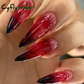 Cyflymder 24pcs Blood Red Fake Nails Gradient Long Pointed False Nail Patch Full Cover Wearable Fake Nail Tips Halloween Manicure Sets
