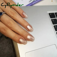 Cyflymder 24pcs/box Cat Eye Phototherapy Nail Patch Wearable Fake Nail Short False Nail Wedding For Winter Autumn wearable full cover