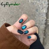 Cyflymder 24PCS Cat Eye Short False Nails Reusable Glitter Fake Nails Full Cover Artficial Nails Stick on Nails DIY Manicure Press on Nail