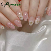 Cyflymder 24Pcs Cute Oval False Nails Reusable And Adhesives Aesthetic False Almond Nails Complete Nail Kit Acrylic Press On Set For Gel