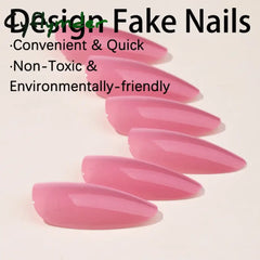 Cyflymder 24pcs Gradient Rose Pink False Nails Glossy Cat Eye Design Fake Nail Tips For Girls Women Almond Press On Nails Patch Wearable