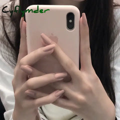Cyflymder 24pcs Khaki Pure Color Frosted Ballet Matte Fake Nails Press on Wearable Detachable Nail Tip Long Full Cover for Girl Fake Nail