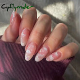 Cyflymder 24pcs Long Almond False Nails French Pink Cloud Star Press on Nails Fake Nails DIY Manicure Detachable Gradient Flash Nail Tips