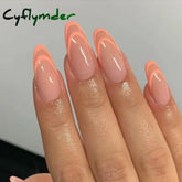 Cyflymder 24PCS Nail Art Fake Nails Long Ballerina Press on False Nails Set Handmade Orange Edge Almond Nail Seamless Removable Capsule