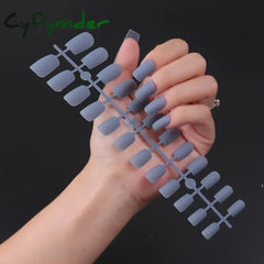 Cyflymder 24Pcs/Set Matte False Nails Glue Square Head Frosted Press On Fake Nail Tips Full Cover Artificial Fingernails Ballet Detachable