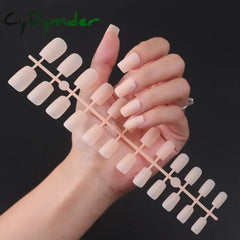 Cyflymder 24Pcs/Set Matte False Nails Glue Square Head Frosted Press On Fake Nail Tips Full Cover Artificial Fingernails Ballet Detachable