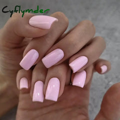 Cyflymder 24pcs/set Short Square Fake Nails for Women Girls Pink Green Blue Yellow Purple Tips Faux Ongles Press on False Nail Supplies
