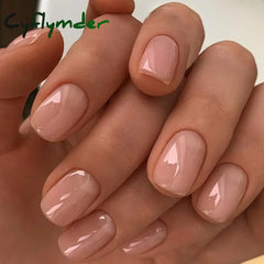 Cyflymder 24Pcs Short Aurora Press on Nails Artificial False Nails with Glue Wearable Square Fake Nails Detachable Finished Fingernails