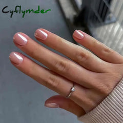 Cyflymder 24Pcs Short Aurora Press on Nails Artificial False Nails with Glue Wearable Square Fake Nails Detachable Finished Fingernails