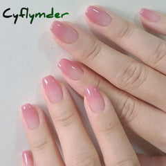 Cyflymder 24pcs Wine Red Powder Fake Nails Square Head French Ballet Nail Press on Nails Gradient False Nails Waterproof Faux Fingernails