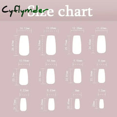 Cyflymder Fashion Simple Brown Nude French Long Square Fake Nails Detachable Full Cover Finished False Nails Press on Nails with Glue