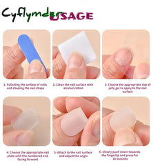 Cyflymder French Handmade Manicure Medium Almond Fake Nails Elegant & Minimalist Nails Press On Nails Design with Adhesive Nail File Set