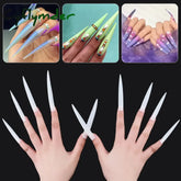Cyflymder New Extra Long False Nail Tips Press On XXL Full Cover DIY Salon Suppliers Acrylic Pointy Stiletto Fake Nails Capsule Nail Art