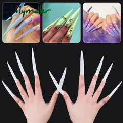 Cyflymder New Extra Long False Nail Tips Press On XXL Full Cover DIY Salon Suppliers Acrylic Pointy Stiletto Fake Nails Capsule Nail Art