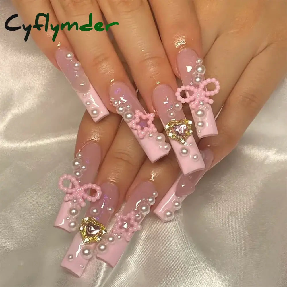 Cyflymder y2k Nails Five-pointed Star Pattern False Nails Halloween Style Long Coffin Ballet Press on Nails For Girl Full Cover Wearable