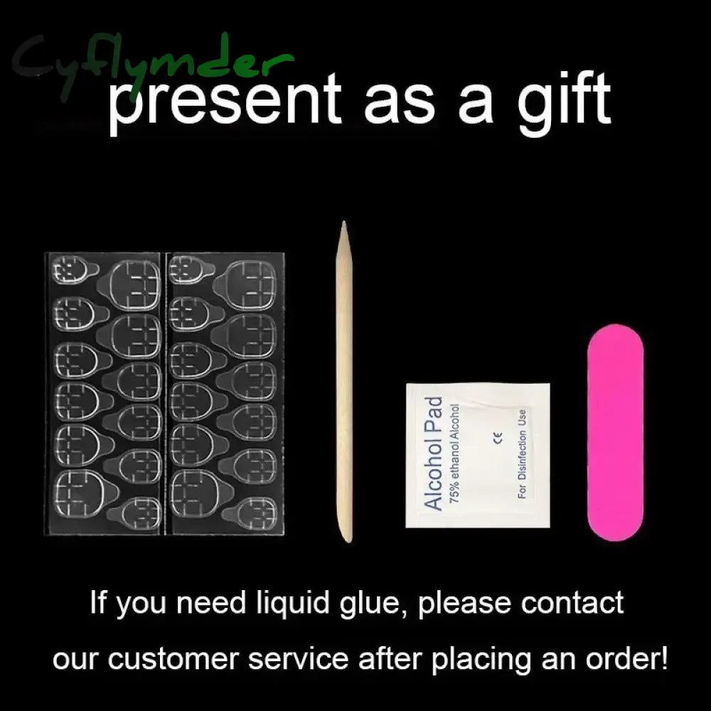 Cyflymder 24 Pcs Cat Eye Winter Press on Nails for Gluing Long Korea False Nail for Girls Cheap Coffin Stick-on Fake Nails Set with Glue