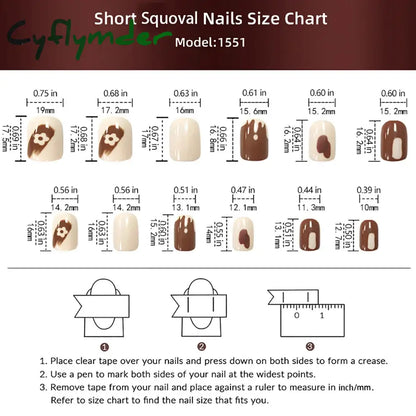 Cyflymder 24 Pcs Short Squoval Press On Nails Pink Gradient Stripe Pattern Fake Nails Glossy Artificial Finger Manicure False Nails