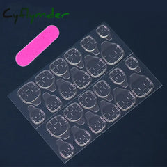 Cyflymder 24 Pieces Long Almond Irregular French style Pattern ABS Full Cover Glossy False Nails