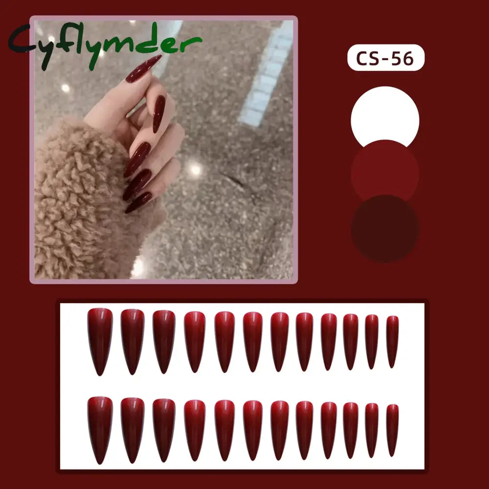 Cyflymder 24PC/Box Fashion False Nails Artificial Milky White Pink Gradients Long Ballet Nail Tips Full Cover Acrylic Fake Nails With Glue