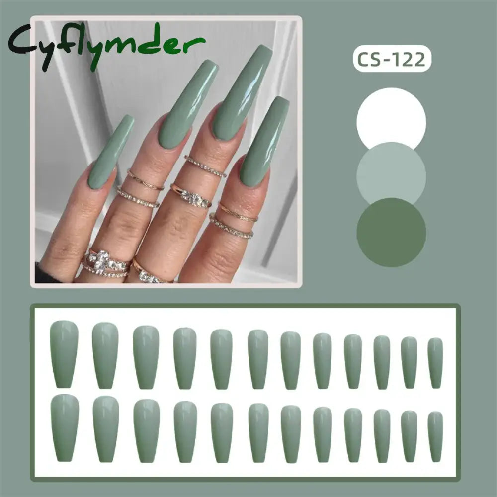 Cyflymder 24PC/Box Fashion False Nails Artificial Milky White Pink Gradients Long Ballet Nail Tips Full Cover Acrylic Fake Nails With Glue