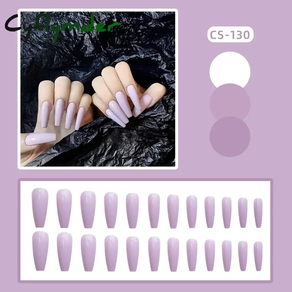 Cyflymder 24PC/Box Fashion False Nails Artificial Milky White Pink Gradients Long Ballet Nail Tips Full Cover Acrylic Fake Nails With Glue