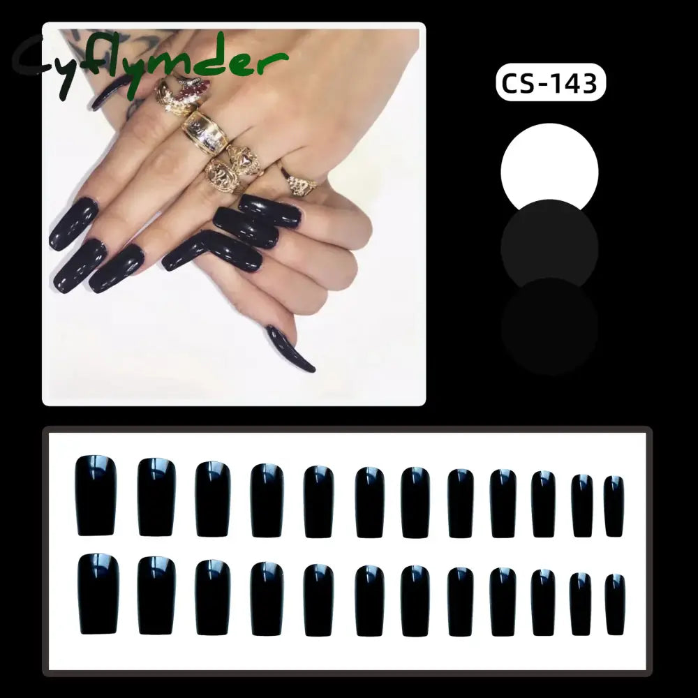 Cyflymder 24PC/Box Fashion False Nails Artificial Milky White Pink Gradients Long Ballet Nail Tips Full Cover Acrylic Fake Nails With Glue