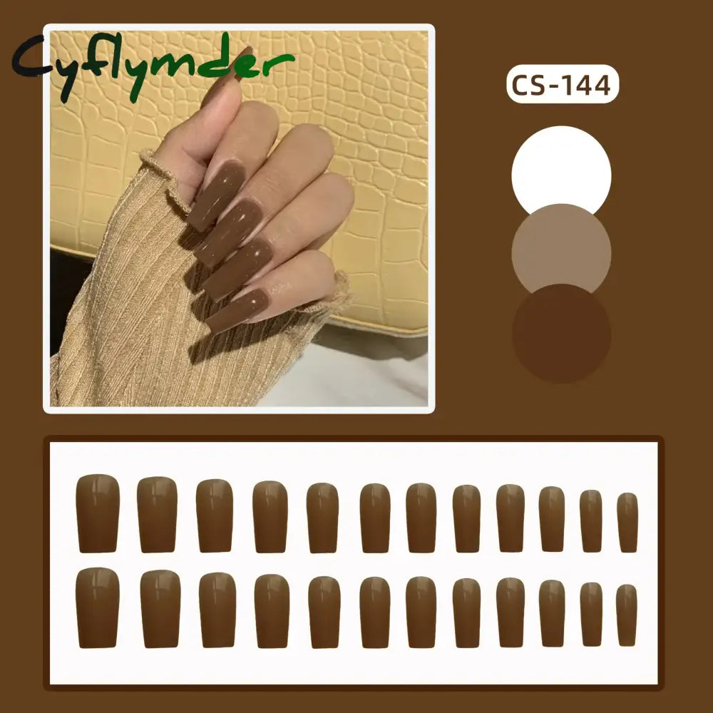 Cyflymder 24PC/Box Fashion False Nails Artificial Milky White Pink Gradients Long Ballet Nail Tips Full Cover Acrylic Fake Nails With Glue