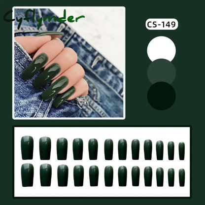 Cyflymder 24PC/Box Fashion False Nails Artificial Milky White Pink Gradients Long Ballet Nail Tips Full Cover Acrylic Fake Nails With Glue
