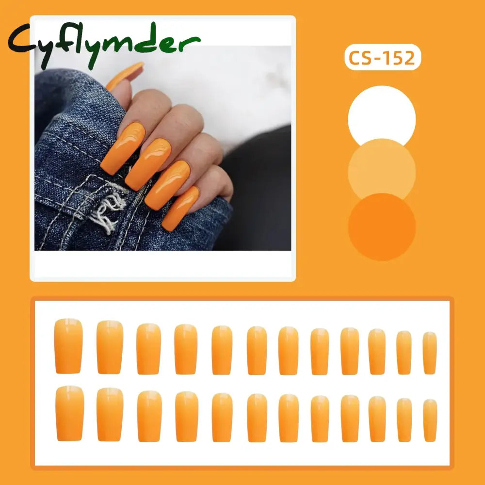 Cyflymder 24PC/Box Fashion False Nails Artificial Milky White Pink Gradients Long Ballet Nail Tips Full Cover Acrylic Fake Nails With Glue