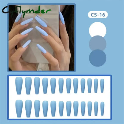 Cyflymder 24PC/Box Fashion False Nails Artificial Milky White Pink Gradients Long Ballet Nail Tips Full Cover Acrylic Fake Nails With Glue
