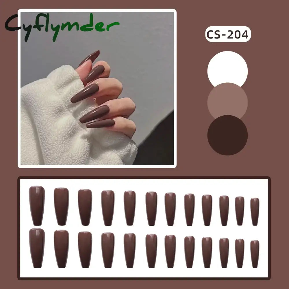 Cyflymder 24PC/Box Fashion False Nails Artificial Milky White Pink Gradients Long Ballet Nail Tips Full Cover Acrylic Fake Nails With Glue