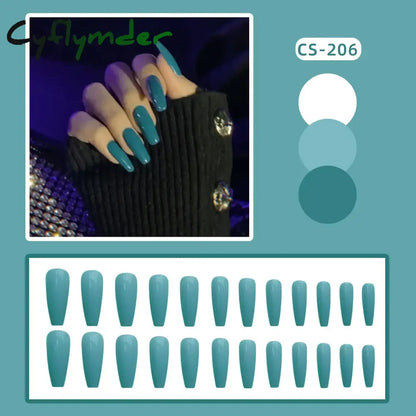 Cyflymder 24PC/Box Fashion False Nails Artificial Milky White Pink Gradients Long Ballet Nail Tips Full Cover Acrylic Fake Nails With Glue