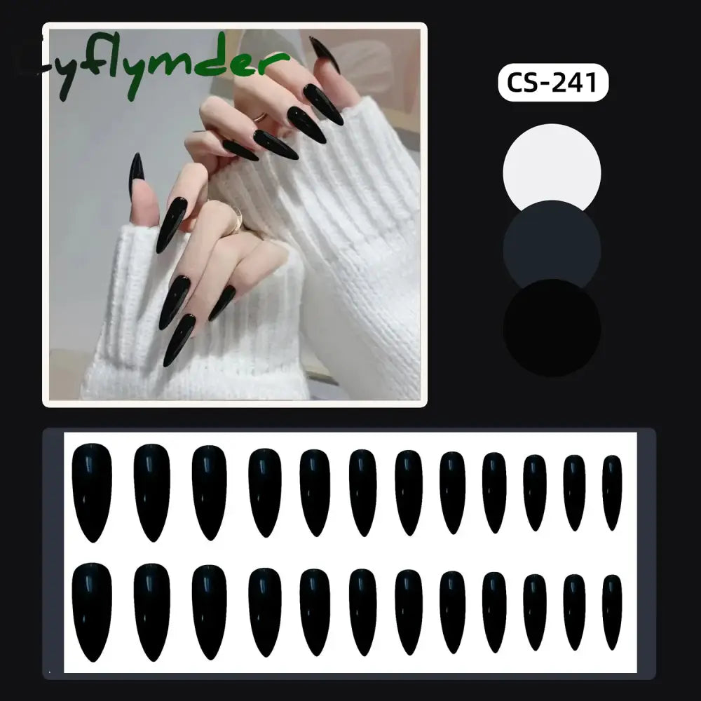Cyflymder 24PC/Box Fashion False Nails Artificial Milky White Pink Gradients Long Ballet Nail Tips Full Cover Acrylic Fake Nails With Glue