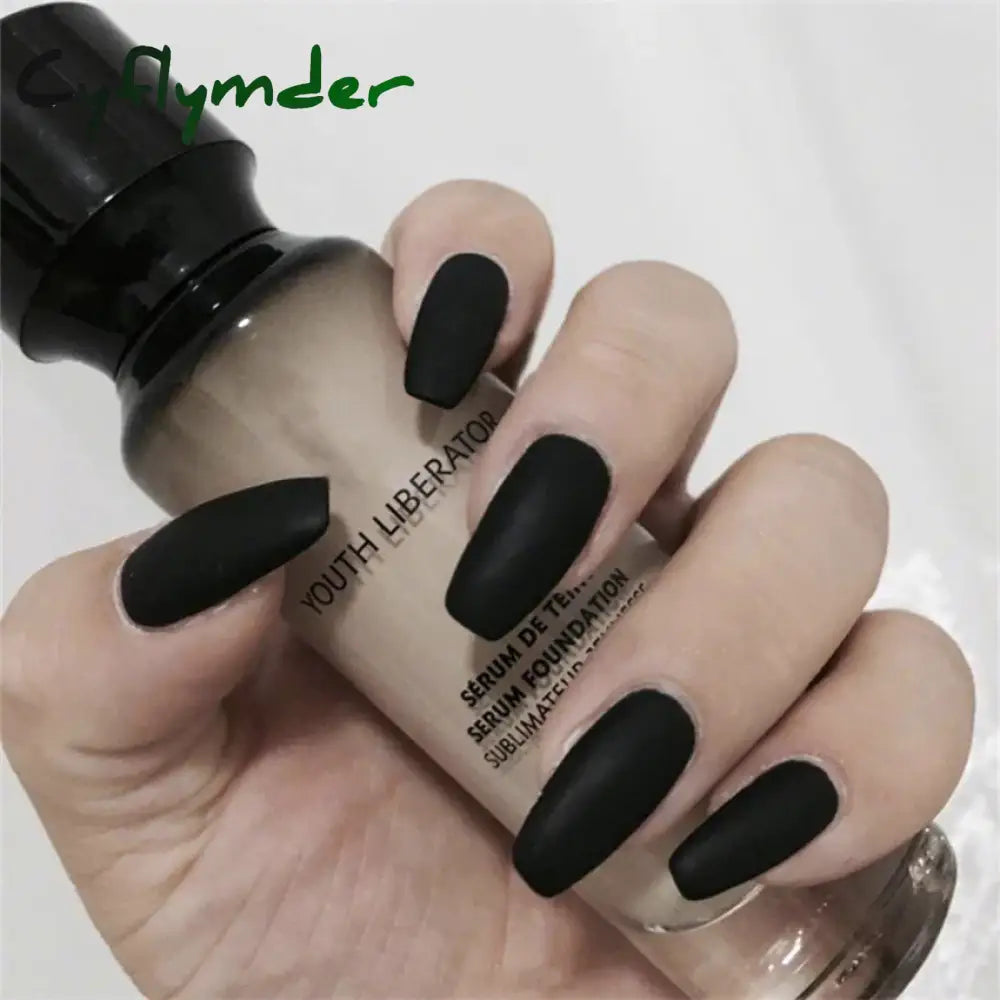 Cyflymder 24PC/Box Fashion False Nails Artificial Milky White Pink Gradients Long Ballet Nail Tips Full Cover Acrylic Fake Nails With Glue