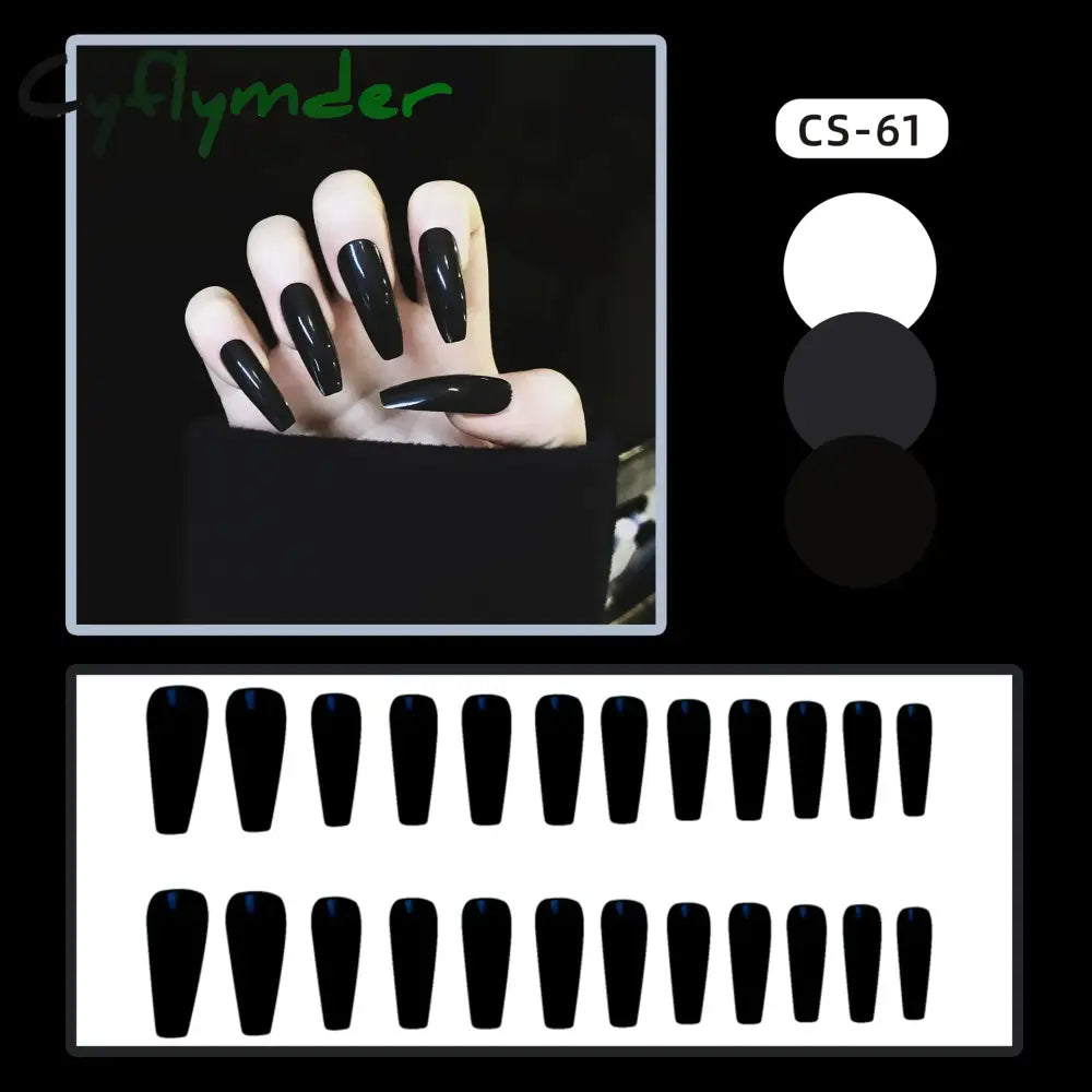 Cyflymder 24PC/Box Fashion False Nails Artificial Milky White Pink Gradients Long Ballet Nail Tips Full Cover Acrylic Fake Nails With Glue
