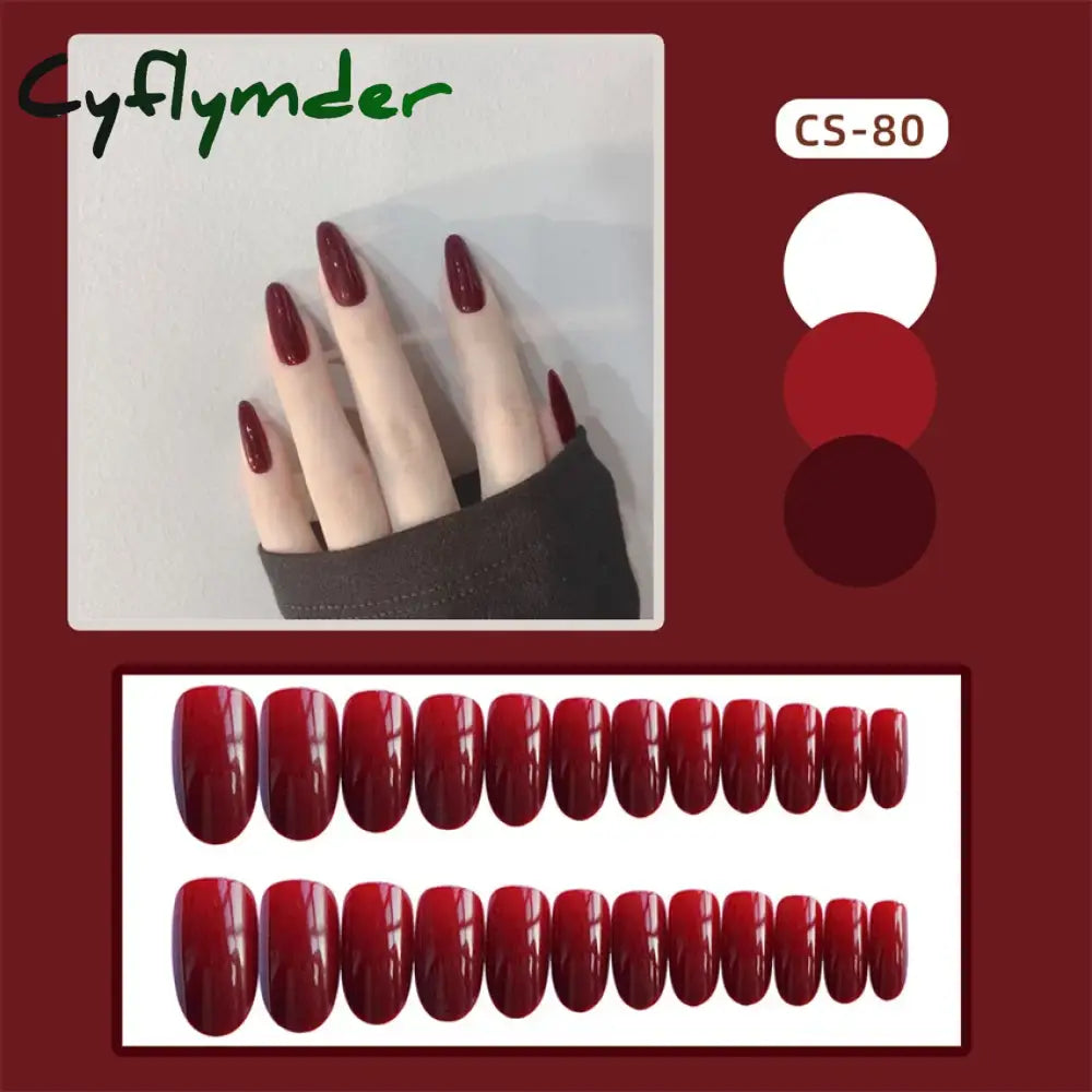 Cyflymder 24PC/Box Fashion False Nails Artificial Milky White Pink Gradients Long Ballet Nail Tips Full Cover Acrylic Fake Nails With Glue