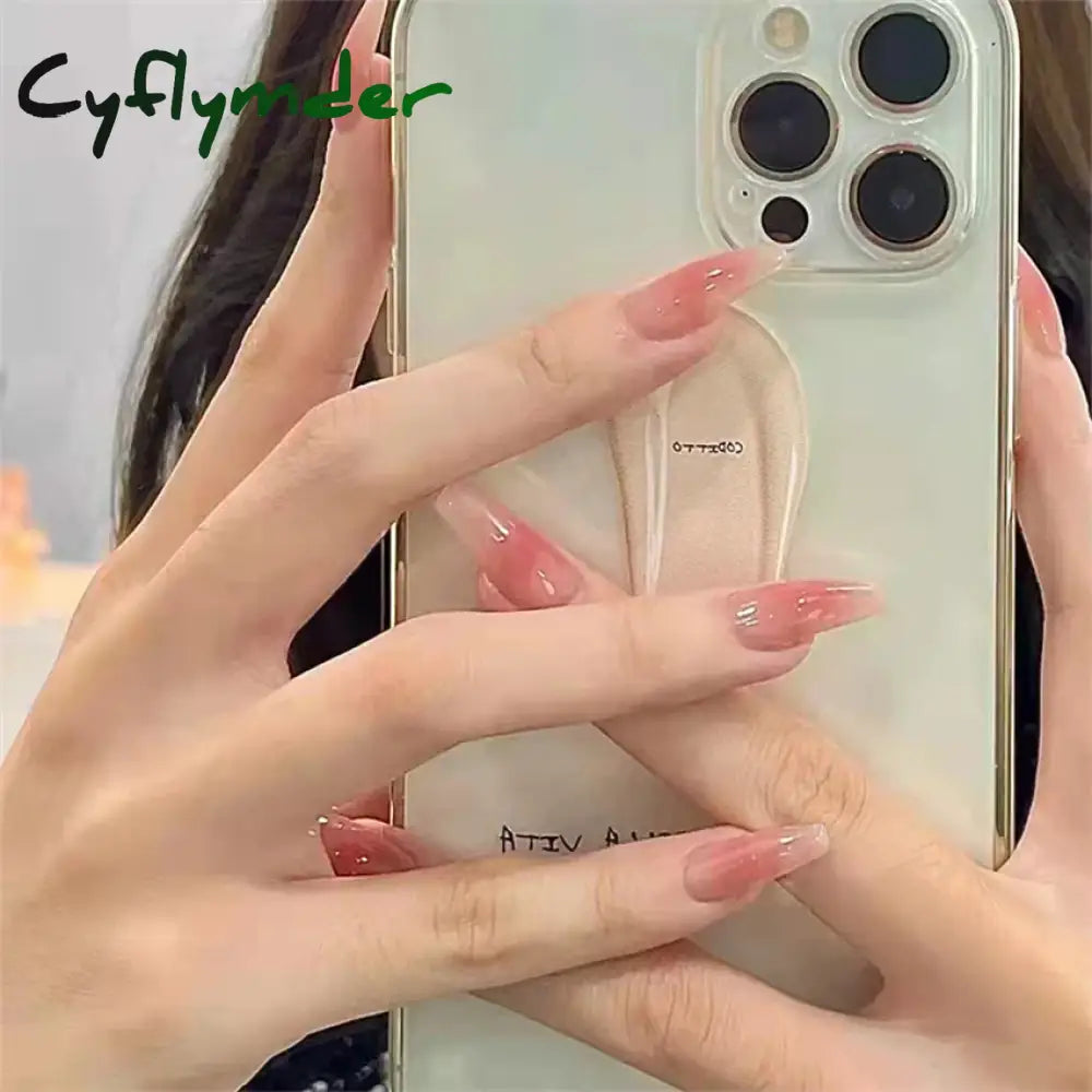 Cyflymder 24PC/Box Fashion False Nails Artificial Milky White Pink Gradients Long Ballet Nail Tips Full Cover Acrylic Fake Nails With Glue