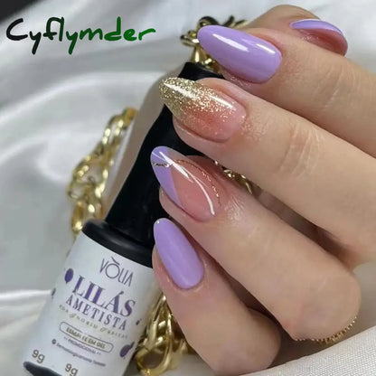 Cyflymder 24Pcs Almond Nails Set with Glue Gradient Short Oval False Nails Wearable Round Head Press on Nails Full Cover Fake Nail Tips