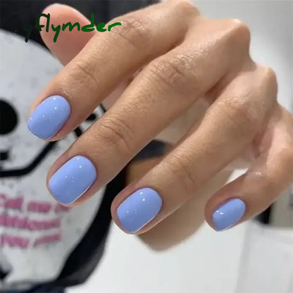 Cyflymder 24pcs Artificial Nail Art Fake Nails Full Coverage Removable Ballet Short Press On Nails tips Chips Waterproof Solid Colour set