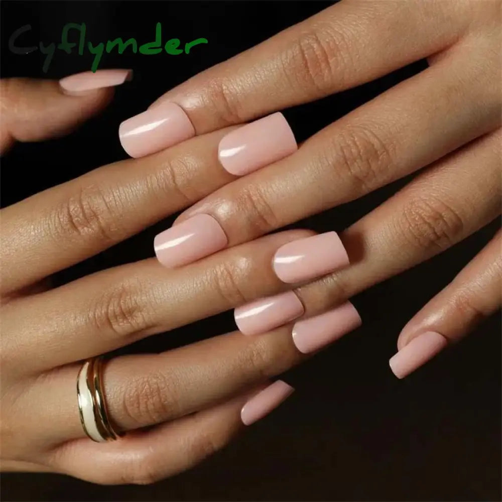 Cyflymder 24pcs Artificial Nail Art Fake Nails Full Coverage Removable Ballet Short Press On Nails tips Chips Waterproof Solid Colour set