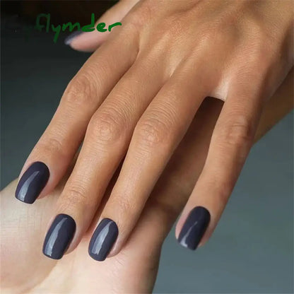 Cyflymder 24pcs Artificial Nail Art Fake Nails Full Coverage Removable Ballet Short Press On Nails tips Chips Waterproof Solid Colour set