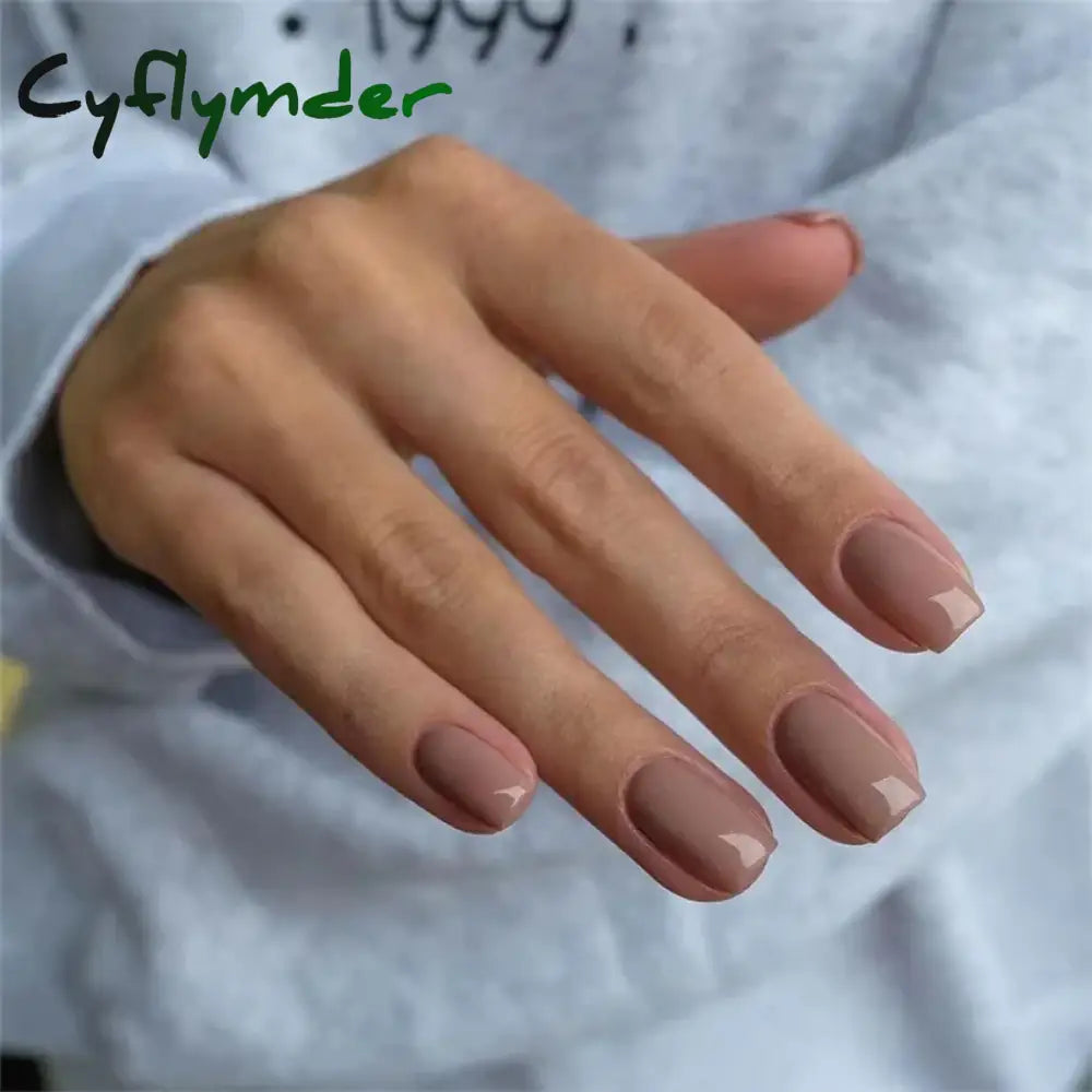 Cyflymder 24pcs Artificial Nail Art Fake Nails Full Coverage Removable Ballet Short Press On Nails tips Chips Waterproof Solid Colour set